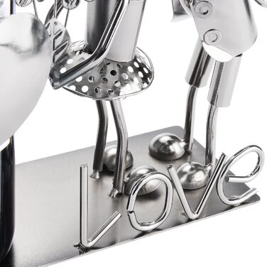 BRUBAKER Wine Bottle Holder - Loving Couple - Metal Bottle Stand with Greeting Card for Wine Gift