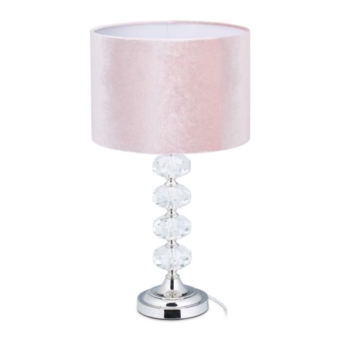 Relaxdays Table Lamp, Crystal and Velvet in Pink