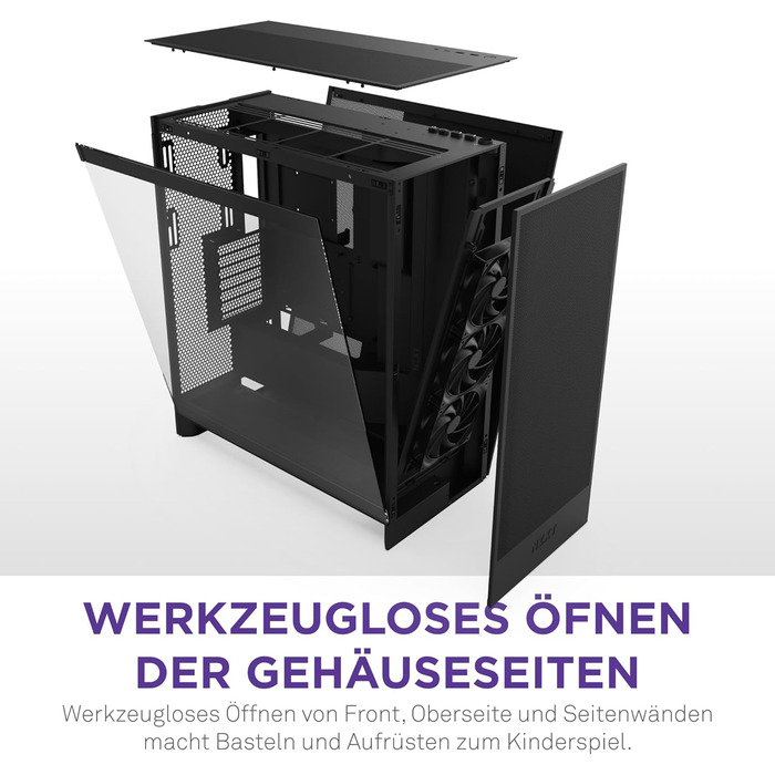 Корпус NZXT H7 Flow: Mid-Tower з покращеною вентиляцією | Чорний | Підтримка 3 x 120мм вентиляторів для GPU | 3 x 120мм фронтальні вентилятори | 420мм радіатор