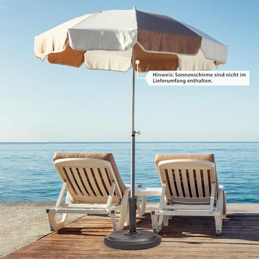 Paramondo Parasol Stand, Standard Round, Black, Made of Polymer Concrete, for Mast Thickness up to Ø 50mm, Includes Adapter Sleeves