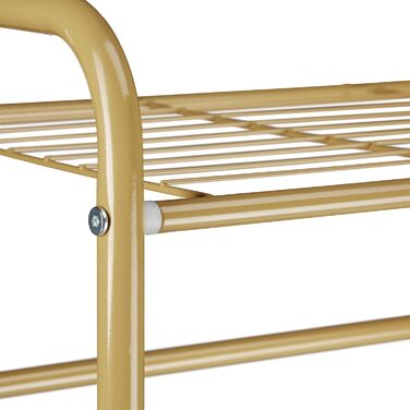 Relaxdays Clothes Rack with Shelf SANDRA, Metal, Coat Stand, with Clothes Rail, Shoe Storage also for Boots, HBT: 166 x 60.5 x 38 cm, honey-brown, Honey Brown
