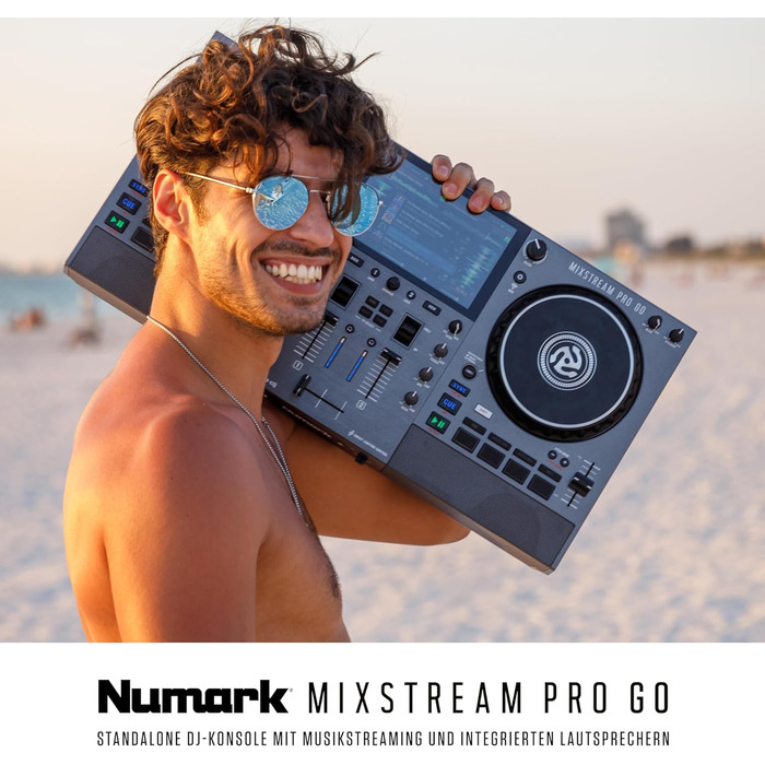 Numark Mixstream Pro Go: Портативний DJ-контролер з акумулятором, мікшер з розділенням STEM, динамік, Wi-Fi, сенсорний екран, сумісний з Serato DJ