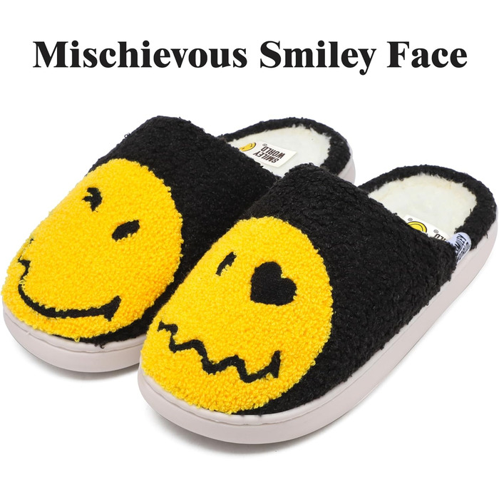 Чоловічі домашні тапочки Smilley з плюшу, Memory Foam, теплі зимові тапочки для дому (40/41 EU, чорний)