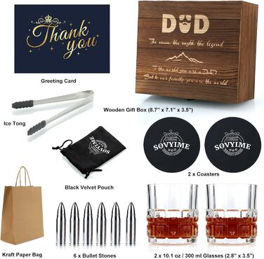 Склянки для віскі з гранітними кубиками, 2 шт. (310 мл) у дерев'яній коробці - ідеальний подарунок для любителів віскі