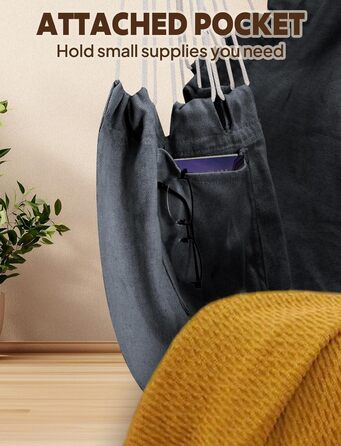 Підвісне крісло-гойдалка Chihee для саду, тераси, дому. Бавовняна гамака 130x100 см, темно-сіра. Комфорт та довговічність.