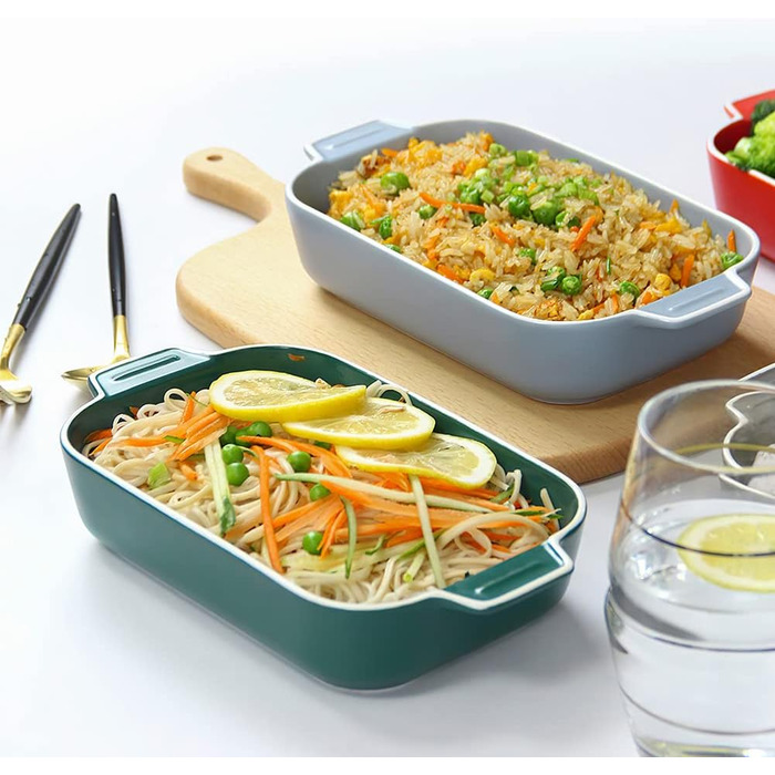 Форма для лазаньї, 2 шт., 22 x 12 см, керамічна, з ручками (блакитна)