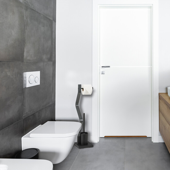 Relaxdays Toilet Set black/grey