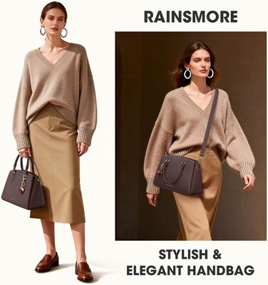 Сумка жіноча RAINSMORE середнього розміру з PU шкіри, для планшета 11 дюймів, з плечовим ременем, для роботи та міста (кава)