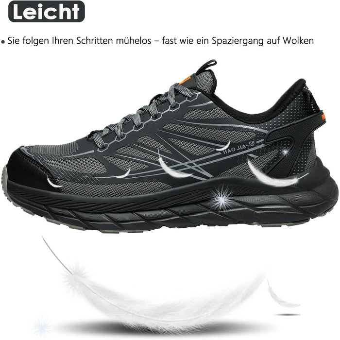 Черевики робочі чоловічі/жіночі, захисні черевики зі сталевим підноском, легкі, дихаючі, розмір EU 37-46, сірий, 44 EU