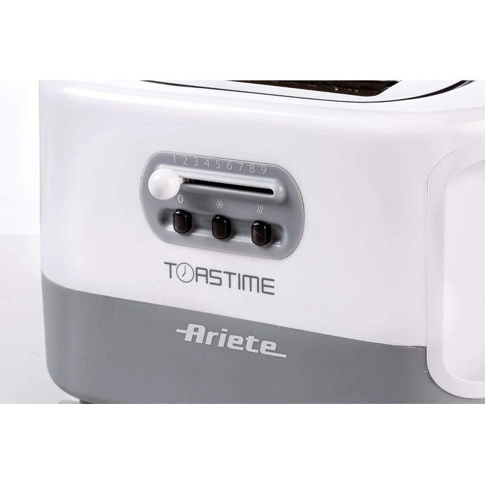 Тостер Ariete 159 Toastime з 2-ма відділеннями, з пружинним захватом, розморожування та підігріву, 700 Вт, нержавіюча сталь, білий