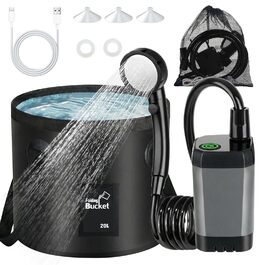 Портативний душ для кемпінгу Campingdusche 20л з насосом, акумулятором 6000mAh та індикатором температури