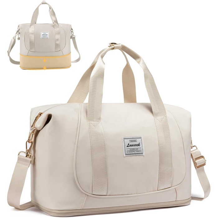 LOVEVOOK Сумка ручної поклажі Ryanair 40x30x20, розширювана, для авіаперельотів, зелена (бежева), жіноча/чоловіча