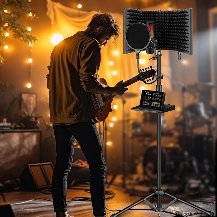 Акустичний ізоляційний екран для мікрофона AOKEO Ao-504 з поп-фільтром та кріпленням, шумопоглинальний захисний щит