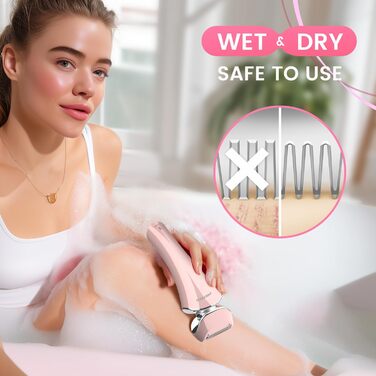 Електричний жіночий триммер для тіла: безболісне гоління ніг, бікіні та під пахв, бездротовий, акумуляторний, для мокрого та сухого використання, рожевий