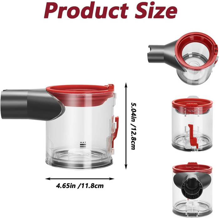 Замінник контейнера для пилу сумісний з Dyson V7 V8 SV10 SV11, покращений пилозбірник з HEPA та попереднім фільтром + щітка для чищення, каністра для пилу, запчастини Dyson 967699-01