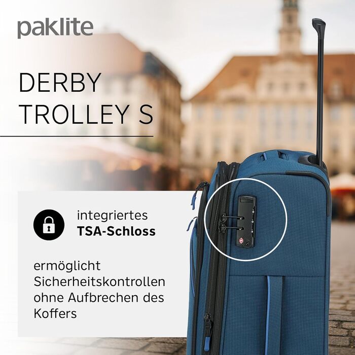 Paklite Чемодан ручної поклажі на 4 колесах, 55 см, 41 літр, блакитний, з TSA замком та функцією розширення