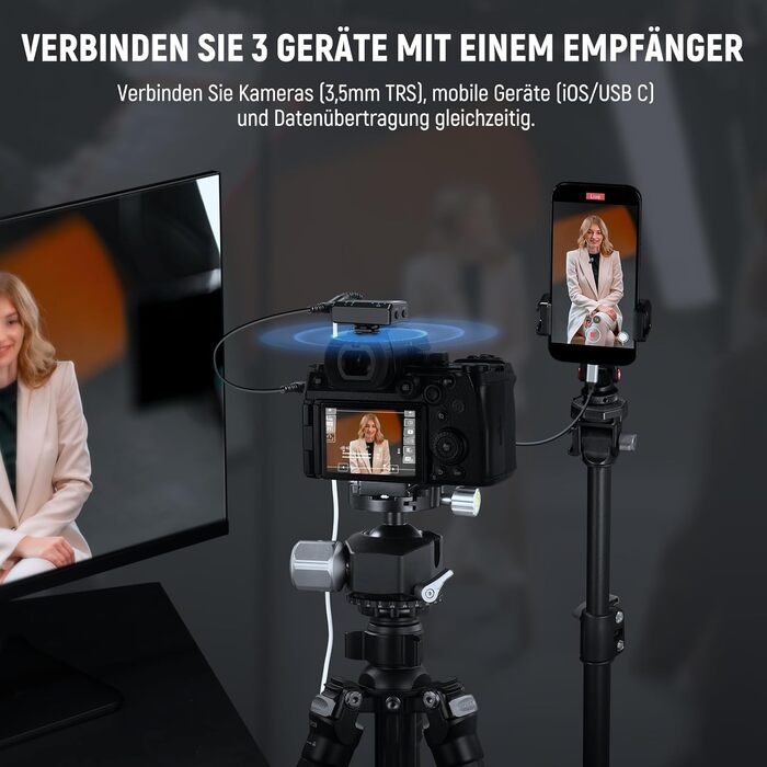 NEEWER CM29 Мініатюрний бездротовий мікрофон-петличка, 48kHz/24Bit з шумозаглушенням, 25 годин роботи, 150м радіус дії, сумісний з iPhone, iPad, Android, DJI, Insta360, ПК, Mac (1RX+2TX+зарядний кейс)