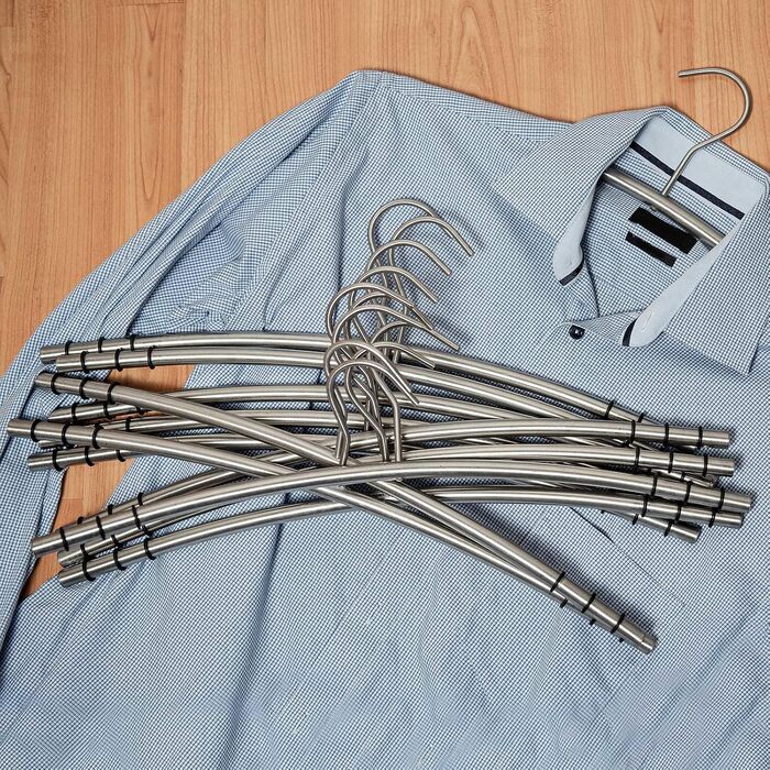 SIDCO Clothes Hangers Stainless Steel 6 x Coat Hangers Metal Hangers Hanger Set w. Anti-Slip