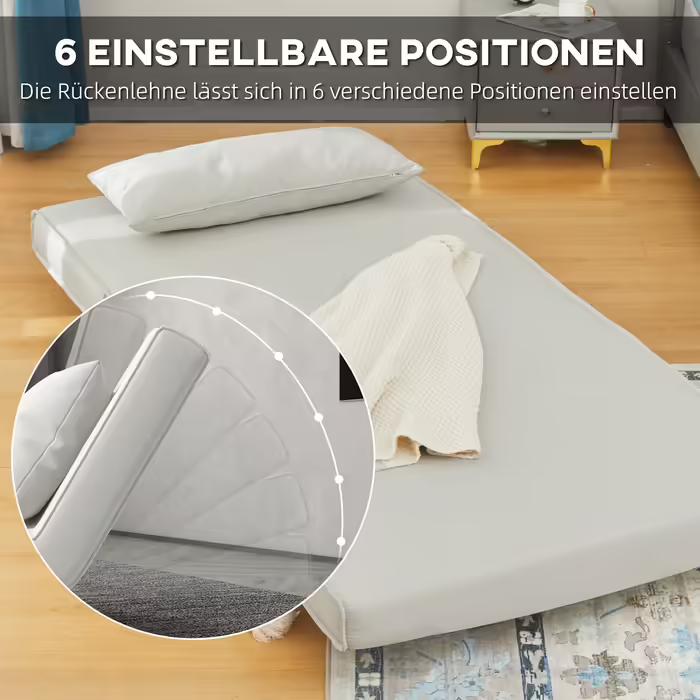 HOMCOM Sleeper Sofa, Single Sofa, Folding Sofa with Adjustable Backrest, Nordic Style, Linen-Look Fabric for Living Room & Guest Room