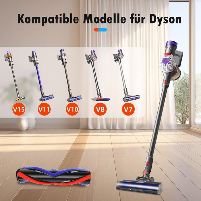 Моторизована щітка для пилососів Dyson V7 / V8 / V10 / V11 / V15 з LED-підсвічуванням: Turbobürste та Soft Roller