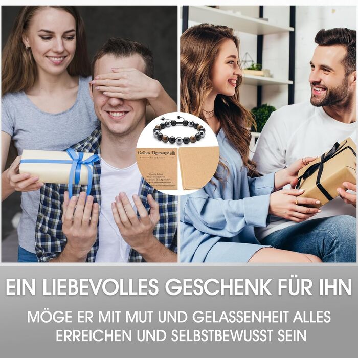 Браслет з тигровим оком та чорним турмаліном, браслет з обсидіану та гематиту, захисний браслет, подарунок для друзів, чоловіка, батька (Braid-A01)