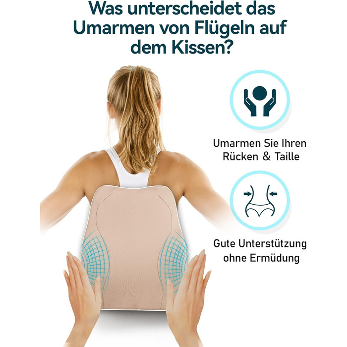 Подушка для спини Ergonomisches RückenKissen Travel Ease з Memory Foam, для офісного та комп'ютерного крісла, з антистатичним, приємним до шкіри чохлом, для зручної постави