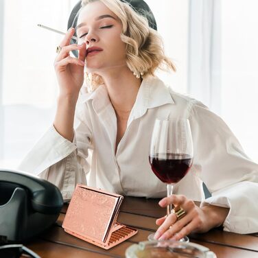 Металеве табакерка в стилі ретро, рожевий, для 20 сигарет 100mm, захисний портмоне