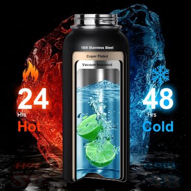 OneTigris Stainless Steel Water Bottle, 0.9L High Capacity, Insulated Sports Bottle for Cycling, Camping, Yoga, Gym, Softair, 32oz