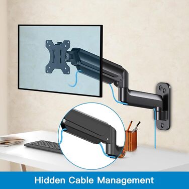 Кріплення для монітора HUANUO 17-32 дюйми, настінна кріплення, гнучкий підлокітник, VESA 75x100 мм, для геймінгу