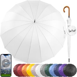 Royal Walk Automatic Travel Golf Umbrella - 54 Inch, Windproof, Waterproof, 2-Person, Wooden Handle, 16 Ribs, Unisex