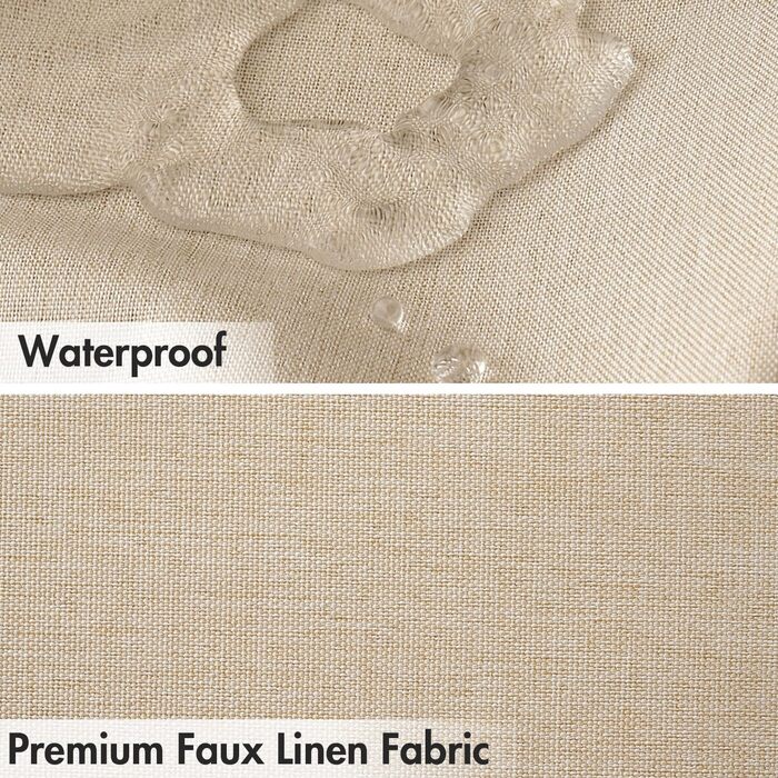 Шторка для душу MIULEE з льону, 120x200 см, світло-бежева, важка, поліестер, водонепроникна, з антигрибковим покриттям, для ванної кімнати, з 8 кільцями