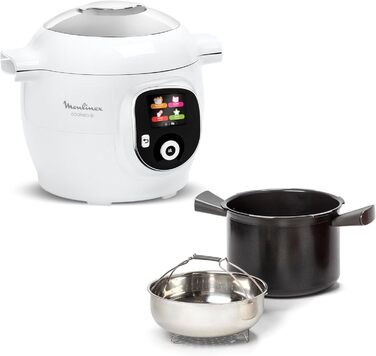 Moulinex Cookeo+ Intelligent Pressure Multicooker, 6 l, 80 integrated recipes, unattended operation, intuitive display, step-by-step cooking instructions, dedicated app, white CE854110, 6 cooking modes