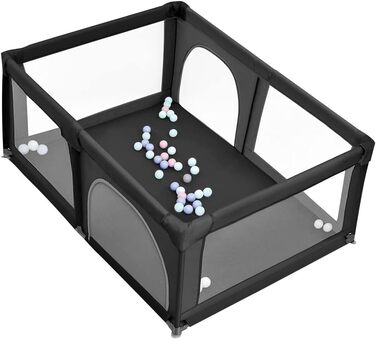 Лягувальня для цуценят з дверцятами, 180x120x66 см. Міцна, з тканини та сітки, для собак та цуценят. Машинне прання, для використання в приміщенні та на вулиці. Кольори: сірий та чорний.