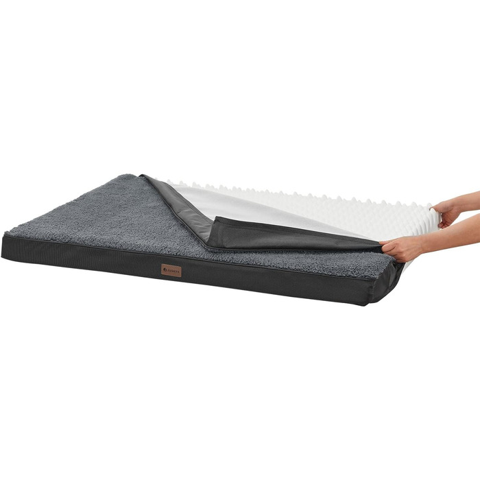 Ортопедичне ліжко для собак Juskys Milow, 76x51 см, сіре - м'яке та стабільне, знімний та пральний чохол - подушка для собак, килимок для маленьких собак