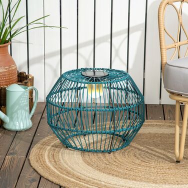 Outsunny Solar Path Light Garden Lamp Waterproof Path Light with Light Sensor Automatic LED Drum Design for Balcony & Terrace, Green