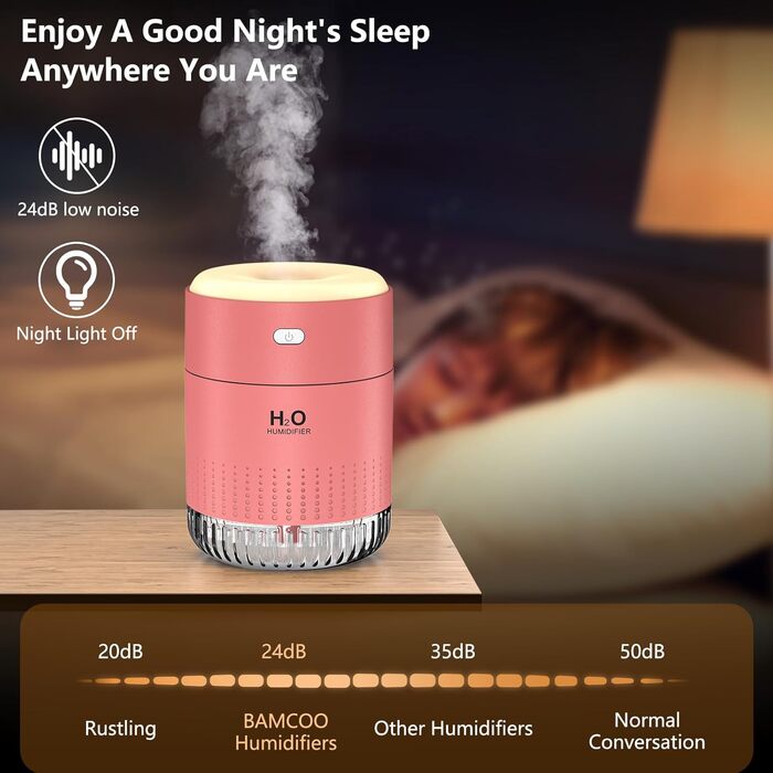 Ультразвуковий зволожувач повітря Mini AIR Humidifier з LED-підсвіткою (зелений/рожевий)