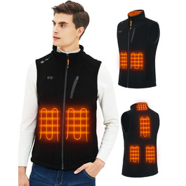 Тепла флісова жилетка Telguua з підігрівом для чоловіків з Powerbank 5V 10000mAh, 6 зон нагріву, 3 рівні температури, керування 2 зонами, для кемпінгу, піших прогулянок, сноубордингу, чорна