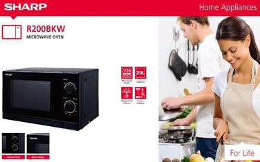 Мікрохвильова піч SHARP R200BKW Solo, 20 л, 800 Вт, чорна