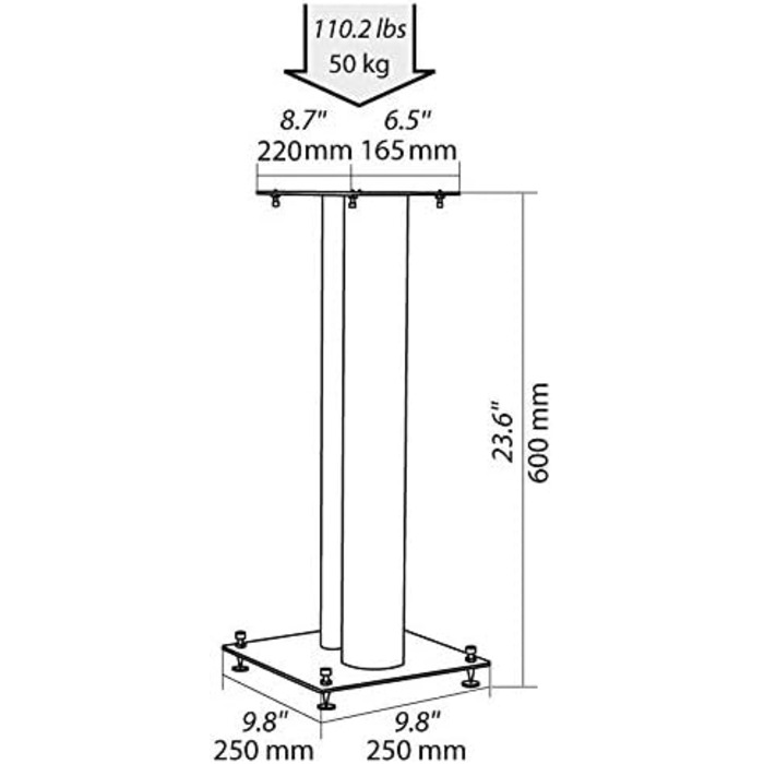 Підставка для колонок Norstone Stylum, металева, до 50 кг, пара (60 см, білий матовий)