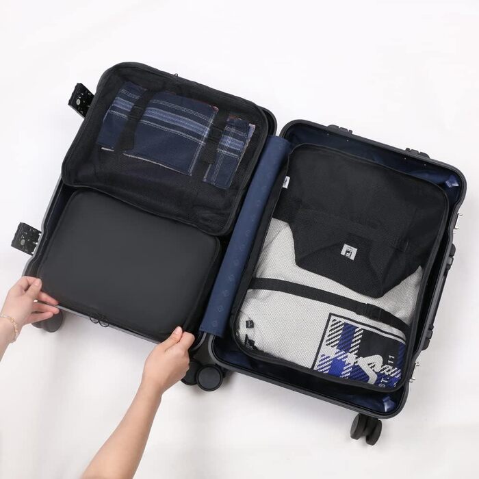 Органайзер для валізи OSDUE, набір 8 шт: кубики для пакування, водонепроникні сумочки для одягу, сумки для взуття, кишеня для USB-кабелів (чорний)