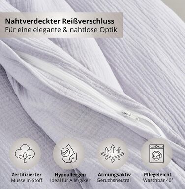 Набір постільної білизни для дитячого ліжечка Kinderbettwäsche: 2 шт. (100x135 см, 40x60 см) | Органічна бавовна, сертифікат ÖkoTex, для алергіків | Набір постільної білизни з мусліну для дітей | Сірий колір
