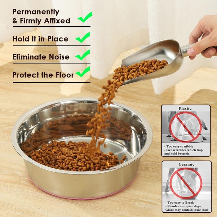 WEDAWN Миски для собак з нержавіючої сталі, 2 шт., з неслизьким гумовим дном, 18 см (950 мл)