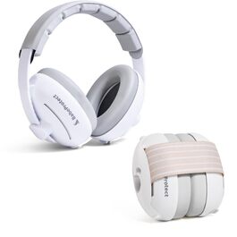 Навушники для захисту від шуму для дітей та немовлят 2-в-1 - комфортні навушники для сну, подорожей та заходів (до 4 років) - бежевий