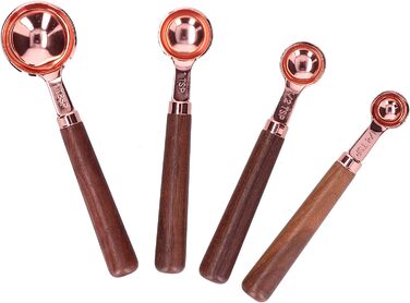 Measuring Spoon Set, 4 Measuring Cups in Rose Gold with Scale, Stainless Steel Measuring Spoons for Kitchen Utensils (Size: S)