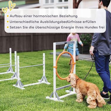 Набір для аджиліті PawHut для собак: 4 елементи, регульовані стрибки, обручі, тренувальне обладнання, координація, ігри та тренування