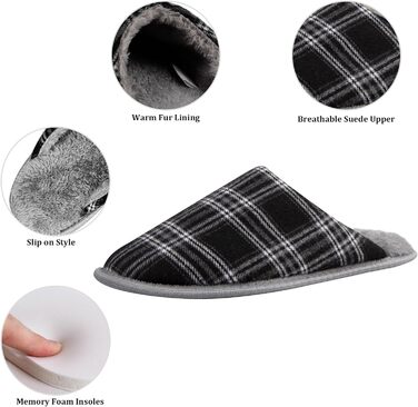 Тапочки домашні для чоловіків та жінок, теплі, з плюшу, зимові, з піною пам'яті, антиковзаючі, м'які, пухнасті сліпони для дому та вулиці, розмір 42/43 EU, стиль 3