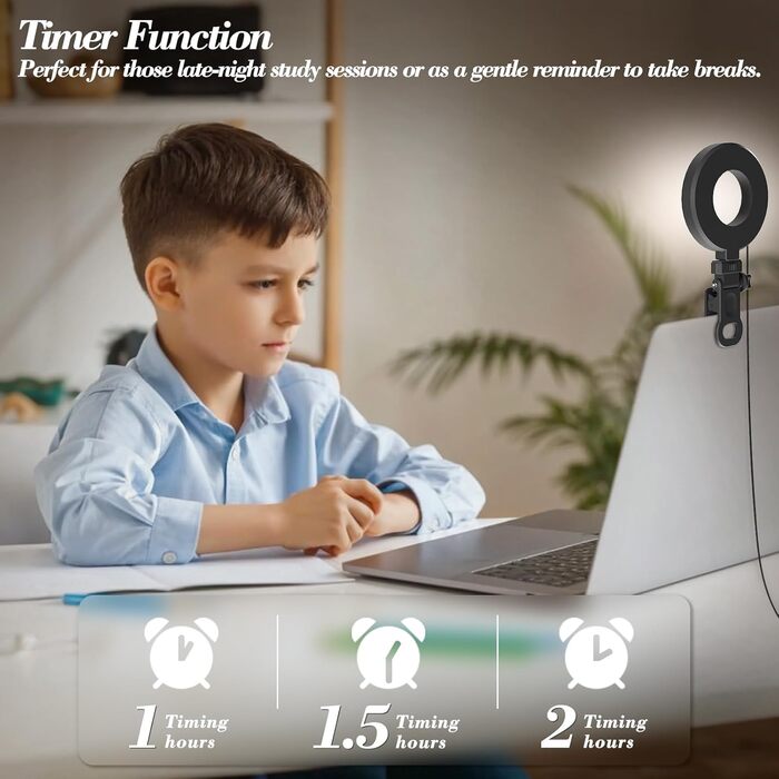 LED кільцева лампа для телефону та ноутбука, світло для селфі з 3 колірними температурами та 5 рівнями яскравості, USB світло для відеоконференцій, Zoom, YouTube, TikTok, макіяжу, фотографії, порожньою конструкцією