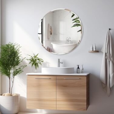 ANYHI Круглий дзеркало без рами, 40.6 см, для ванної кімнати, вітальні, спальні, входу, монтаж на стіну, сучасний дизайн