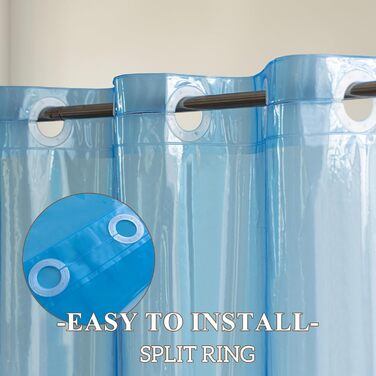 Шторка для душу Barossa Design з EVA, без петель, 180x188 см, блакитна, з магнітами