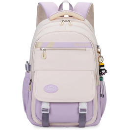 Шкільний рюкзак для дівчаток та хлопчиків-підлітків. Водонепроникний рюкзак з нейлону, легкий, з кількома кишенями. Ідеально підходить для школи, подорожей та спорту (зелений, світло-фіолетовий)